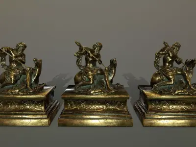 Neptune Statue Low-poly 3D model