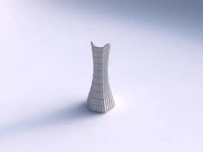 Vase squeezed and bent hexagon 2 with strange tiles 3D print model