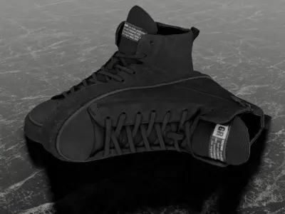 GREYDER 3D SHOES - HIGH - SUEDE Low-poly 3D model