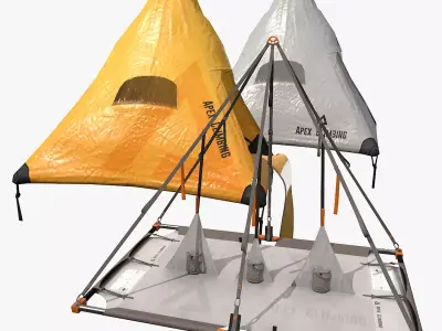 PortalEdges two tents and sleeping bag Low-poly 3D model