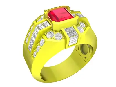 A7260 Radiant Diamond Korean Style Men Ring 3D print model