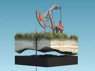 Oil Pumpjack isolated island 3D model
