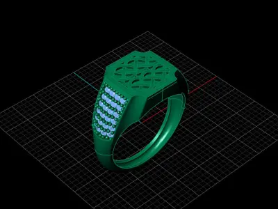Print Ready STL 3DM  Gents Rings Diamond Men Ring  3D print model 16