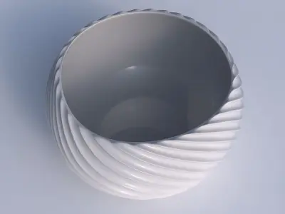 Bowl spheric twisted with bent extruded lines 3 3D print model