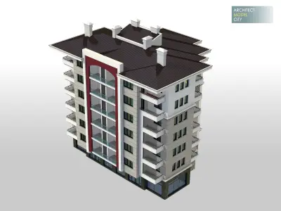 New Apartment Architectural 3d Model with Render Scene Low-poly 3D model