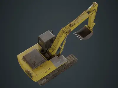 Excavator 1B Low-poly 3D model