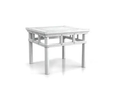 Chinese Elmwood Table with Pierced Apron 3D model
