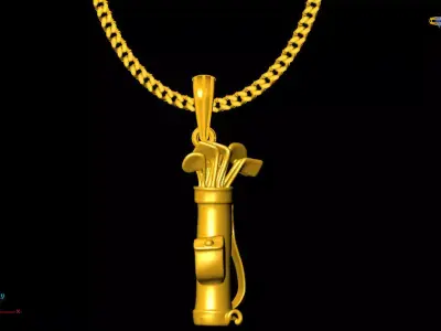 Golf bag pendant charms - one inch pendant 3D print model