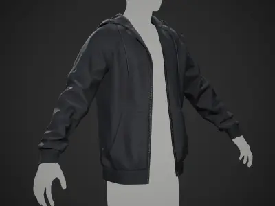 Black Open Hoodie Style 1 Low-poly 3D model