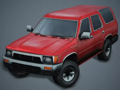 Old SUV Car -Red- - Low Poly Mobile Ready Low-poly 3D model