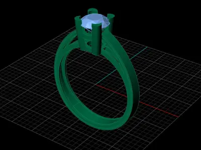 STL 3DM Print Ready Women Diamond Ring Lightweight Printable  3D print model 114
