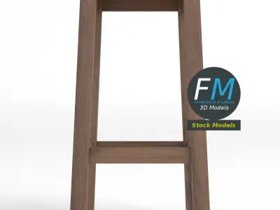 Wooden stool 2 3D model