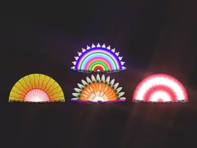 Another Colorful Decoration Fans collection Low-poly 3D model