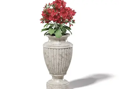 Stone Vase with Flowers 3D Model 3D model