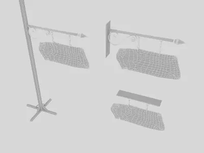 old stone exit sign 02 Low-poly 3D model