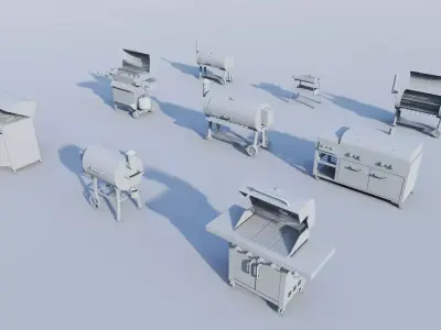 Outdoor BBQ and Cooking Grills for Backyard Low-poly 3D model