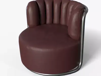 MONTI Arm Chair brown leather Low-poly 3D model