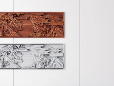 landscape carving New Chinese style 3D model