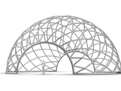 Diagonal Wireframe Dome Architectural Stand Alone Structure v3 3D model