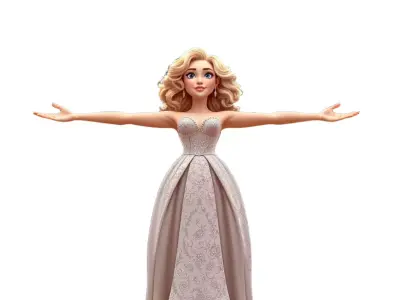 Elegant Gown Character model pack Low-poly 3D model