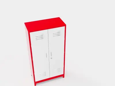 METAL CABINET-DOUBLE LONG-RED AND WHITE Low-poly 3D model