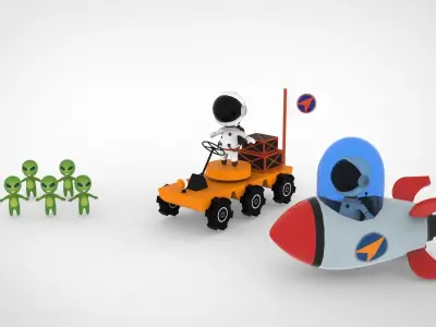 Astronaut Cartoon Free low-poly 3D model