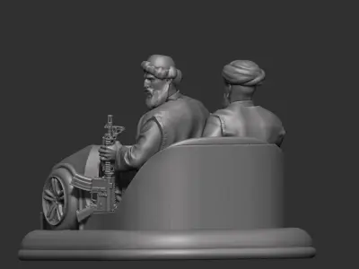 Eastern warrior and car 3D print model