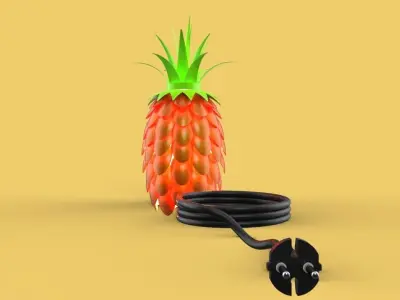 DECORATIVE PINEAPPLE NIGHT LAMP SLEEPING FOR TABLE INTERIOR 3D model