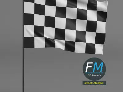 Checkered racing flag 3D model