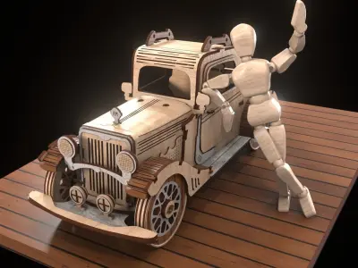 Wooden Man Toy 3D model