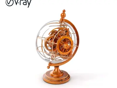 Steampunk Globe Gear Puzzle Model Pack Low-poly 3D model