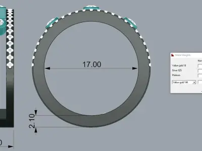 Messika Ring Gold 3D print model 4