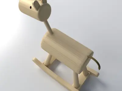 Wood Rocking Horse 3D model