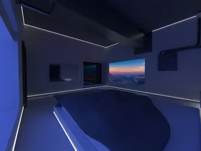Neon Bedroom Low-poly 3D model