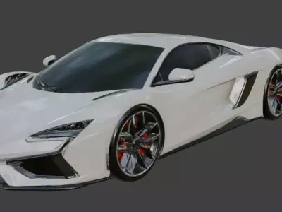 White Supercar 3D Model 3D model