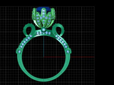 STL 3DM Print Ready Women Diamond Ring Lightweight Printable  3D print model 30