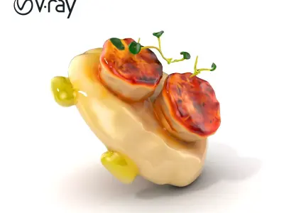 PanSeared Scallop Trio Gourmet Dish model pack Low-poly 3D model