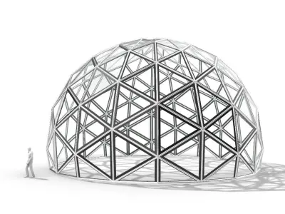 Triangulated 3D dome geodesic dome like structure v2 3D model