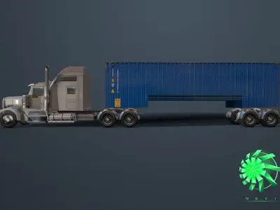 Truck trailer tractor vehicle Low-poly 3D model