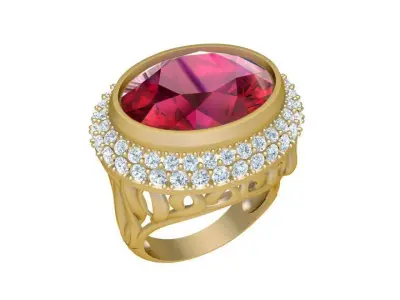 Luxury Oval Gemstone Diamond Gold Men Ring 490 3D print model