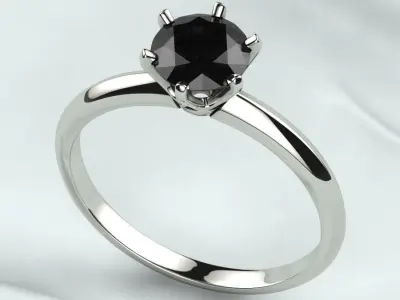 6mm Gemstone Tiffanys Style Gold Ring 3D print model