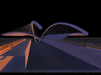 Railroad Bridge Low-poly 3D model