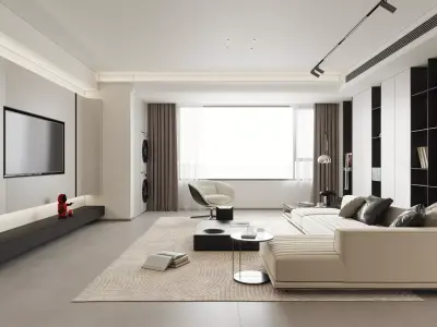 Modern living room dining room interior scenes  3D model