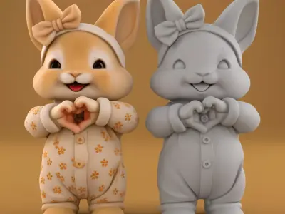 Adorable 3D Bunny Figurine Brings Joy and Happiness STL 3D print model