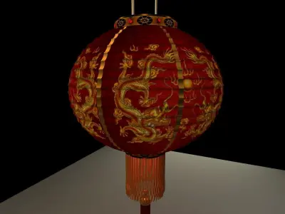 Chinese Red Lantern 3D model 10