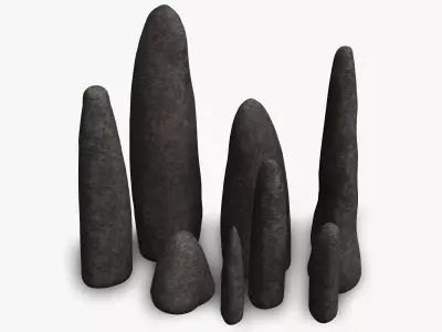 Obelisk Set long stone Free low-poly 3D model