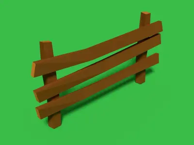 Low Poly Fence wooden Free low-poly 3D model