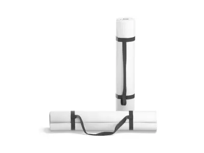 White Rolled 2 Yoga Mat - stand carpet set with handle strap 3D model