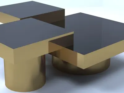 NIO BY EICHHOLTZ - Black and Gold Polished Coffee Tables Free 3D model