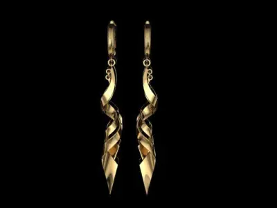print model earring pair of gold - plated earrings 3D print model